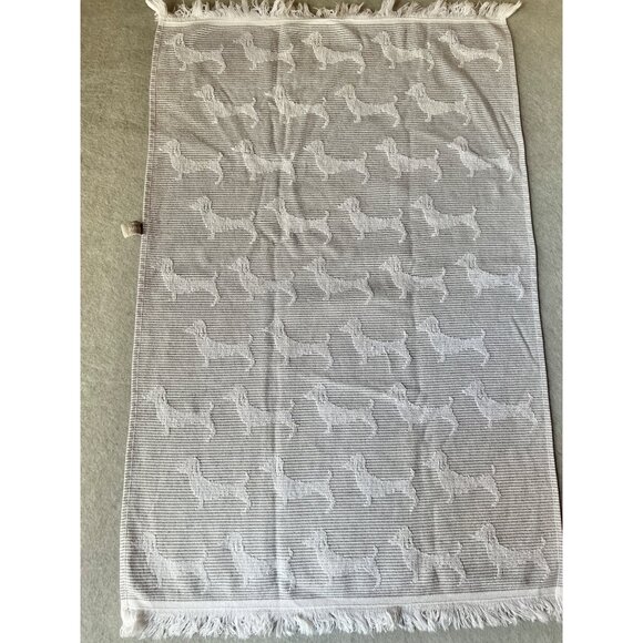 Ladinne Reversible Dachshund Tea Towels Set of Two Cotton 30" X 19" Gray & White - Picture 1 of 8